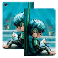 欽靈 小米平板4保護套8英寸硅膠小米平板4 plus外殼全包邊防摔可愛(ài)卡通mipad2皮套 讀書(shū)男孩+高清鋼化膜+內膽包 小米平板4