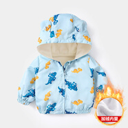 嬰童卡通滿(mǎn)印嬰兒外套3歲春秋裝6個(gè)月春裝上衣男童女寶寶兒童小童 絨里藍色 90cm