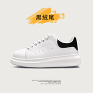 OLOME小白鞋男莆田輕奢男鞋春夏季百搭厚底內增高學(xué)生情侶透氣百搭女鞋 黑絨尾[經(jīng)典麥昆旗艦版] 45 鞋碼