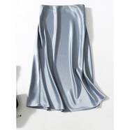 【特價(jià)撿漏】高檔輕奢品牌醋酸緞面半身裙中長(cháng)款顯瘦絲滑百搭a字魚(yú)尾半身長(cháng)裙 銀灰色 4XL(腰圍-86-90)