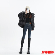 事思個(gè)性雙扣設(shè)計(jì)小腳牛仔褲女裝2024高腰提臀修身設(shè)計(jì)時(shí)尚緊身鉛筆褲 622藍(lán)灰 25