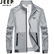 JEEP SPIRIT吉普防曬衣男防曬服夏季外套輕薄夾克速干立領(lǐng)皮膚衣新款旅游透氣 YSF5201灰色（立領(lǐng)） L （125斤-145斤）