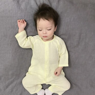 妙翡嬰兒衣服春夏新款薄款長(cháng)袖紗布爬爬服空調服新生兒睡衣寶寶連體衣