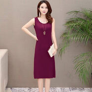 俏婷朵連衣裙莫代爾外穿吊帶裙子女夏季中長(cháng)款內搭黑色襯裙寬松背心裙 002中長(cháng)款【紫色】 L 建議90-105斤