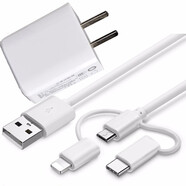 戴為 三合一數(shù)據(jù)線Type-c安卓充電器線快充適用于 5v2a充電器頭+數(shù)據(jù)線一套裝 蘋果三星酷派聯(lián)想朵唯美圖HTC中興華碩夏普等通用