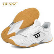 HUNNZ品牌羽毛球鞋男透氣網(wǎng)球運動鞋2024新款運動訓練跑步鞋女 白灰 40