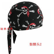 海盜頭巾男包頭 海盜帽包頭巾男士頭巾帽夏女防曬吸汗全棉透氣驢A 骷髏頭2 可調節