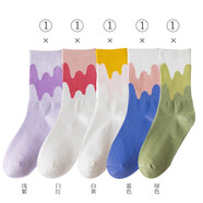寶蓋丁襪子女襪彩色長(cháng)襪糖果色ins潮街頭個(gè)性可愛(ài)日系學(xué)生韓國棉襪子 淺紫+白紅+白黃+藍色+綠色 均碼