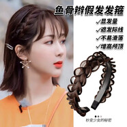 艾梵妮韓國東大門發(fā)飾品布藝交叉寬邊頭箍百搭麻花辮假發(fā)發(fā)箍魚骨辮頭箍 深棕色R152