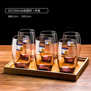 樂(lè )美雅家用透明彩色玻璃杯耐熱茶水杯牛奶杯飲料果汁杯瀝水架套裝