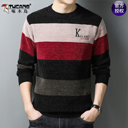 啄木鳥(niǎo)毛衣男加絨加厚秋冬季雪尼爾圓領(lǐng)保暖打底針織衫男士休閑男裝上衣 8612紅色 2XL (180) 150-165斤