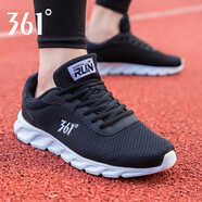 361°男鞋運(yùn)動(dòng)鞋男跑步鞋夏季網(wǎng)面透氣361度休閑鞋慢跑鞋46碼大碼鞋 烏黑色/361度白 41