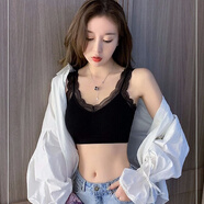 雀喜美運(yùn)動(dòng)文胸?zé)o痕內(nèi)衣睡眠背心吊帶無(wú)鋼圈蕾絲大學(xué)生少女美背抹胸 運(yùn)動(dòng)文胸【黑色1件裝】蕾絲款 均碼 【80-145斤】