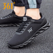 361°男鞋運(yùn)動(dòng)鞋男跑步鞋夏季網(wǎng)面氣墊鞋361度男鞋透氣旅游鞋休閑鞋R 烏黑色/10U中灰2266 46