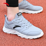 安踏男鞋運動(dòng)鞋男冬季耐磨減震防滑跑步鞋黑色網(wǎng)面軟底輕便通勤鞋子男 【皮面】5581-13霧灰/黑 44 (270mm)