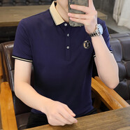 帝歐萊夫夏季純色短袖男潮流POLO男裝翻領(lǐng)短袖T恤休閑男裝衣服潮流 鮮寶蘭 L(115-130斤)
