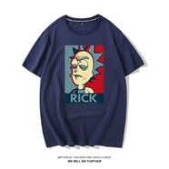 C2潮朝瑞克和莫蒂聯(lián)名T恤短袖rickandmorty周邊莫迪與莫提爺爺純棉衣服 藏藍色瑞克【短袖圓領(lǐng)T恤】 L
