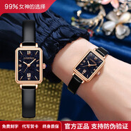 浪琴瑞士新款正品手表女士小綠表簡(jiǎn)約防水滿(mǎn)天星專(zhuān)用十大品牌女表 L2757星空黑皮小綠表