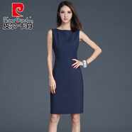 皮爾卡丹（pierre cardin）氣質(zhì)通勤女裝春夏新款中長(cháng)款OL職業(yè)修身包臀純色無(wú)袖打底連衣裙秋 深藍色 L