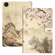 欽靈 華為榮耀平板5保護套8英寸M5青春版2019新款JDN2-W09電腦皮套AL00全包邊防摔配件 榮耀平板5-8英寸桃花山水畫+鋼化膜