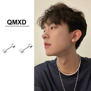 QMXD耳釘男潮流男士冷淡風(fēng)睡覺不用摘單只耳環(huán)養(yǎng)耳洞耳骨釘女鈦鋼耳飾 銀色一對