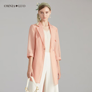 歐柏蘭奴【商場(chǎng)同款】2023夏醋酯纖維優(yōu)雅七分袖長(cháng)款輕薄外套 O22粉橘 XS
