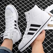 阿迪達斯（adidas）男鞋秋冬季新款運動(dòng)鞋舒適輕便透氣休閑鞋時(shí)尚潮流學(xué)生板鞋 FX9063/白黑色/織物鞋面 42