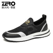 零度男鞋休閑鞋  新款透氣飛織鞋品牌網(wǎng)鞋潮流鞋子男 黑銀色 40