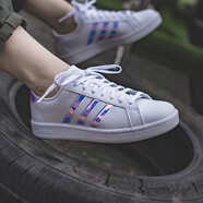 阿迪達(dá)斯 （adidas）官方三葉草女鞋 夏季款情侶金標(biāo)貝殼頭低幫板鞋運(yùn)動休閑鞋小白鞋 EE9689阿迪鐳射小白鞋 36.5