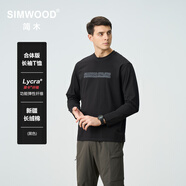 SIMWOOD/簡(jiǎn)木男裝【合體版】210g新疆長(cháng)絨棉萊卡彈力長(cháng)袖T恤男SN120586 黑色 XL （建議141-155斤）