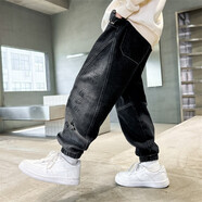 THINKPIRE男童褲子春秋款童裝兒童牛仔褲中大童男孩休閑長(cháng)褲潮兒童男裝 TH612黑色 160 碼建議身高150CM