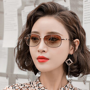 v 威斯貝斯小框日夜兩用眼鏡開(kāi)車(chē)墨鏡女防紫外線(xiàn)優(yōu)雅偏光小臉變色女士太陽(yáng)鏡 茶金框變色片-日夜兩用