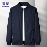 羅蒙（ROMON）外套男時(shí)尚夾克男士行政商務(wù)休閑立領(lǐng)棒球服上衣男深蘭XL