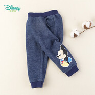 迪士尼寶寶（Disney Baby）迪士尼童裝男童米奇休閑褲仿牛仔加絨長(zhǎng)褲 深藍(lán) 5歲/身高120cm