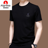 AIGNESA2025夏季保羅短袖T恤男士純棉圓領(lǐng)半袖體恤中年高端丅恤男t恤上衣 黑色7 薄款 黑色 175/XL【建議140-155斤】 默認(rèn)3