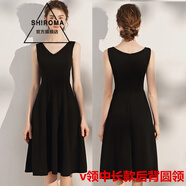 SHIROMA無(wú)袖連衣裙女中長(zhǎng)款夏季新款韓版時(shí)尚小黑裙氣質(zhì)顯瘦V領(lǐng)打底裙 V領(lǐng)不漏背【001長(zhǎng)】 2XL