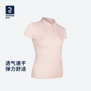 迪卡儂（DECATHLON）Polo衫男女運動T恤夏翻領(lǐng)男短袖寬松半袖公司工服速干T恤 女款-粉色 M