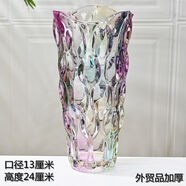 石子樹(shù)態(tài)生活北歐風(fēng)輕奢水晶玻璃花瓶透明適合富貴竹高級感輕奢客廳擺件 200225-1炫彩送花瓶墊