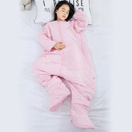 初貝（CHUBEI）大童睡袋嬰兒寶寶小學(xué)生兒童成人春秋冬薄加厚連體睡衣分腿防踢被 春秋有腳套紅色 4XL建議身高125-140（145碼）