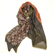 亂在江南原創(chuàng  )設計棉質(zhì)民族風(fēng)復古圍巾春秋旅游度假披肩 軍綠色 均碼