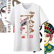 京劇臉譜故宮聯(lián)名情侶裝夏裝國潮中國風(fēng)男女兒童寬松純棉短袖T恤 經(jīng)典京劇女臉譜 XL（200斤到220斤）
