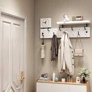 于問(wèn)玄關(guān)創(chuàng  )意掛鉤置物架隔板入戶(hù)進(jìn)門(mén)口掛衣架壁掛墻上衣帽掛衣鉤排鉤 雙排8鉤三件套【白色】