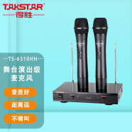 得胜（TAKSTAR） TS-6310HH无线麦克风话筒一拖二ktv家用唱歌会议舞台演出防啸叫 黑色标配