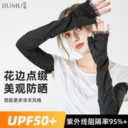 玖慕冰絲防曬袖套冰袖男女開車騎行防曬手套夏季護(hù)臂套袖護(hù)袖 BX001 黑色蕾絲（一雙裝）