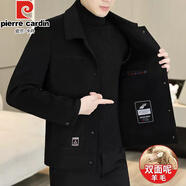 皮爾卡丹（pierre cardin）含羊毛呢外套男士短款雙面尼大衣2025春秋新款男裝呢子夾克 2308黑色 2XL