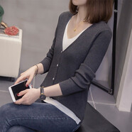 品匯菲（PINHUIFEI）大碼女裝打底衫胖妹妹秋冬季針織衫開(kāi)衫顯瘦加肥微胖mm時(shí)尚上衣潮 灰色6359 XL 建儀115-140斤