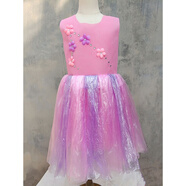 環(huán)保親子服裝兒童時(shí)裝秀DIY材料手工制作衣服幼兒園女孩走秀演出 粉色紫裙雙肩 80(定做)