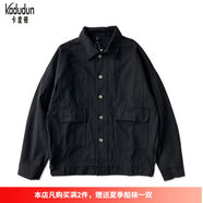 卡度頓 港仔文藝男工裝外套男春夏季新款多口袋寬松落肩工裝夾克ins原宿風(fēng)純色韓版潮流學(xué)生外套 黑色 2XL