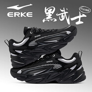 鴻星爾克（ERKE）2025新款夏季休閑老爹鞋男士官方黑色運動(dòng)鞋防水厚底輕便跑步鞋 正黑/亮銀2304 43
