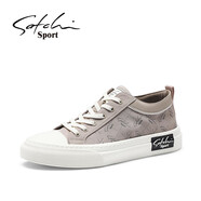 沙馳（SATCHI）板鞋男鞋新款春季透氣男士運動(dòng)休閑鞋軟底黑色商務(wù)帆布鞋男 灰色S3T07221C 41